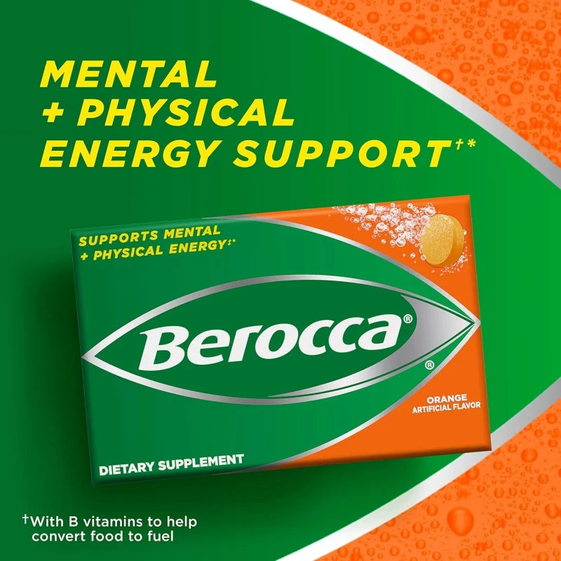 Berocca Orange Effervescent Tablets, Caffeine Free, 10 Count (Exp. 6/26)