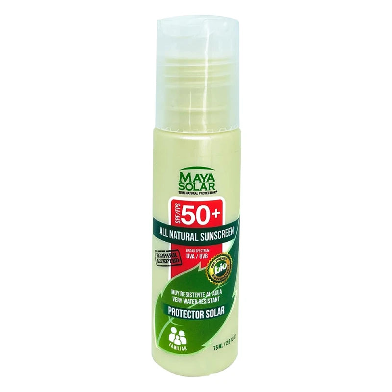 Maya Solar Bloqueador Solar 100% Biodegradable SPF 50+ 75 ml para Viajes