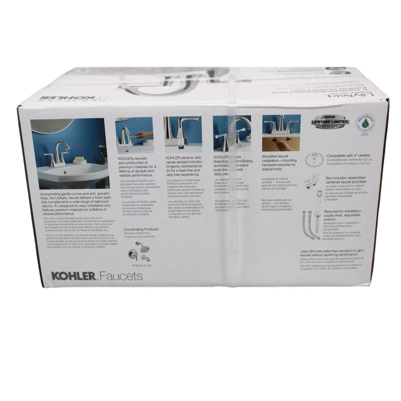 Kohler Lilyfield R78046-4D-CP Centerset Bathroom Sink Faucet - Chrome