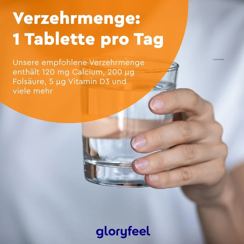 gloryfeel High Dose Multivitamin, 450 Tablets (15 Months), All Valuable A-Z Vitamins and Minerals, Supports the Immune System, Laboratory Tested without Additives, Made in Germany