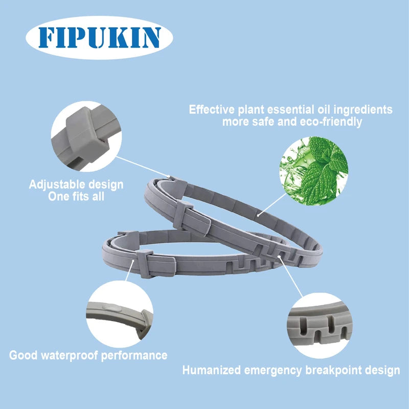 Fipukin Natural & Safe Flea and Tick Collar for Cats, 8 Months Protection, Waterproof, 13.8 inch, One Size Fits All, Free Comb and Tick Removal Tool, Prevention Treatment Drop, Charity! (1-Pack).