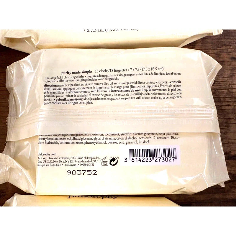 Philosophy 6 Philosophy Purity One-Step Facial Cleansing Cloths 15 cloths each NEW SEALED
