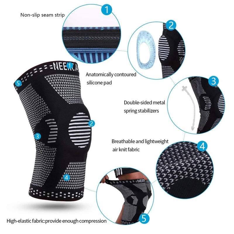 NEENCA Professional Knee Brace,Knee Compression Sleeve Support for Men Women with Patella Gel Pads & Side Stabilizers,Medical Grade Knee Pads for Running,Meniscus Tear,ACL,Arthritis,Joint Pain Relief