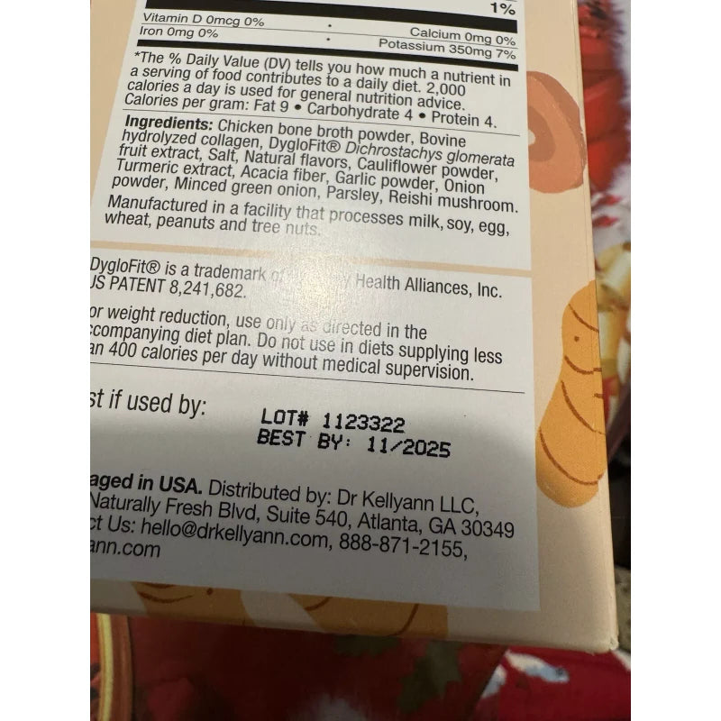 Dr. KellyAnn’s Fast Track Bone Broth 7 Packets Turmeric Ginger New