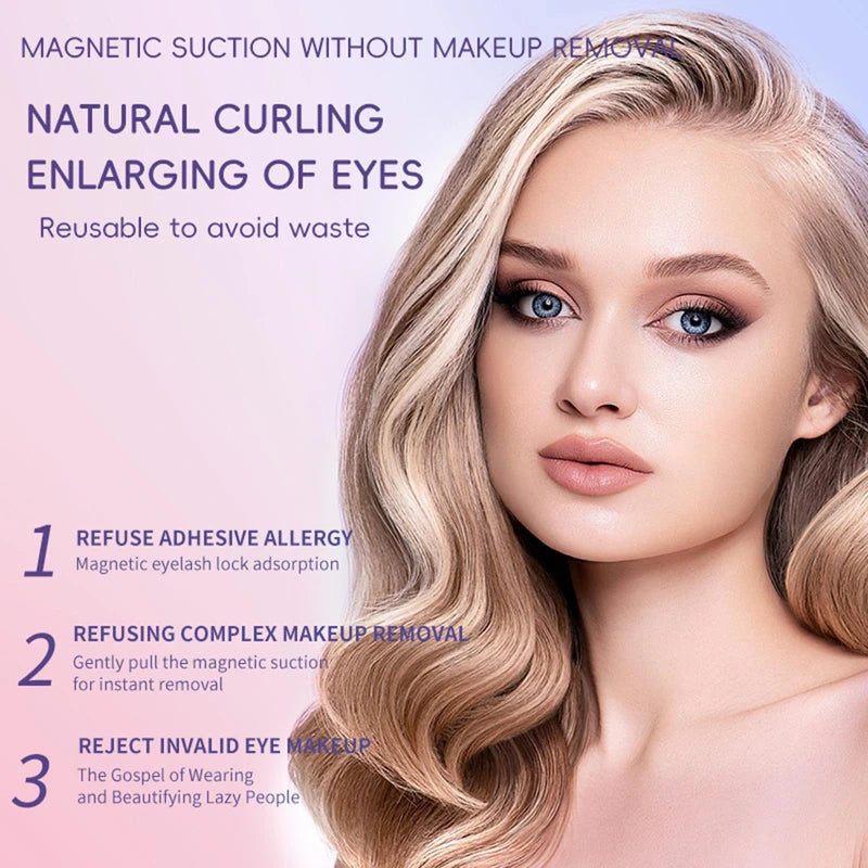 Generic Siare™ Magnetic Eyelashes Kit, Which can be Reused Natural Magnetic Eyelashes and Waterproof, Natural, Light, No Glue, Easy to Wear and Remove for All-Day Comfort (Natural + plump 2 Pair)