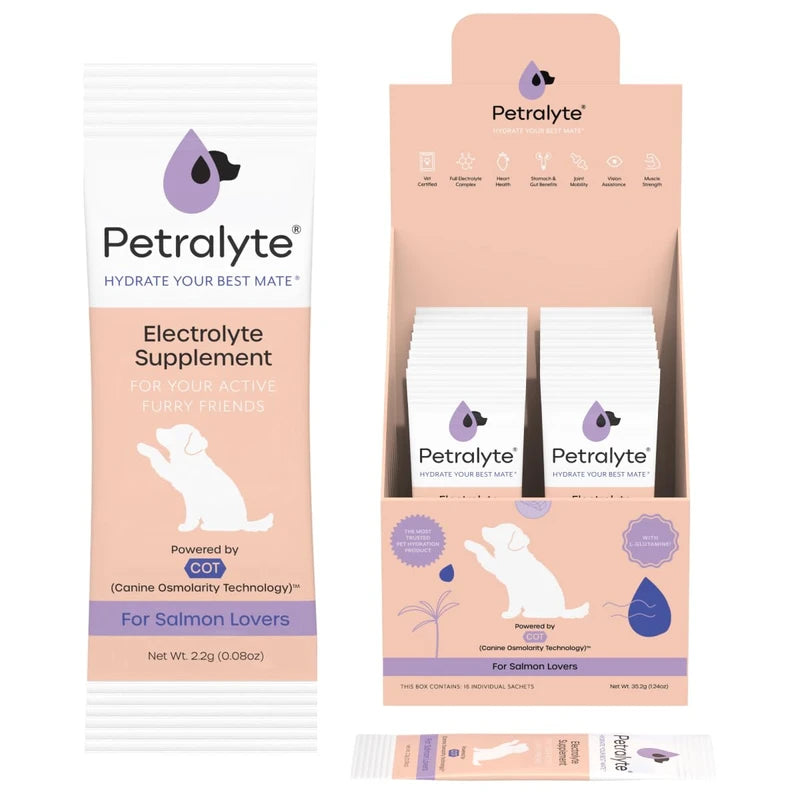 Dog Electrolytes and Joint Supplement | Glucosamine, Chondroitin & MSM for Inflammation and Mobility Support | Electrolytes for Dogs with Prebiotics | Salmon Lovers | 16 Packets