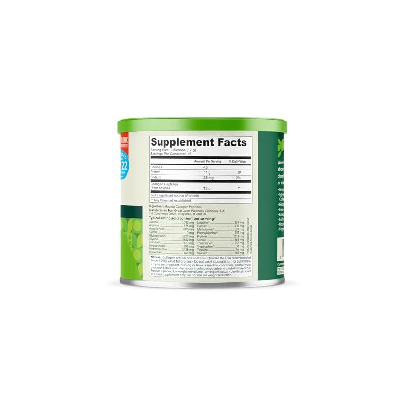 Great Lakes Wellness Collagen Peptides Powder for Skin, Hair, Nails, Joints & Digestion - Unflavored - Quick Dissolve Hydrolyzed, Non-GMO, Keto, Kosher - 7 oz