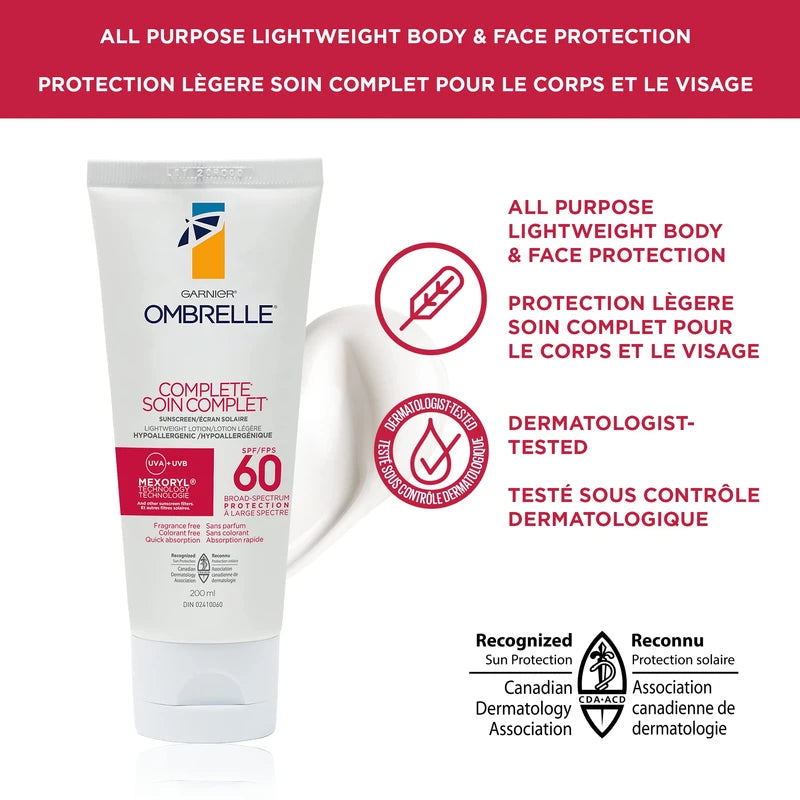 Garnier Ombrelle Sunscreen Complete Body Lotion SPF 60, 200 mL