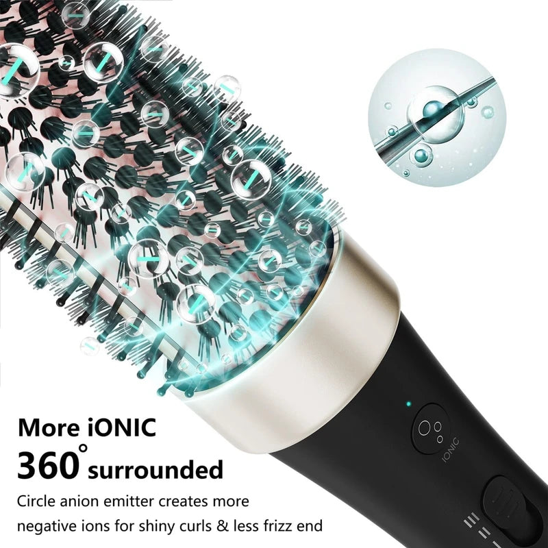 Thermal Brush Blowout Look Ionic Heated Round Brush with Ceramic Tourmaline Hair Styling Brush 1.5 Inch Heated Curling Brush with Dual Voltage Curling Iron Hot Round Brush