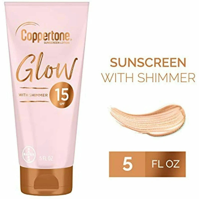 Coppertone Lot of 2 Coppertone GLOW SPF 15 Sunscreen Lotion With Shimmer - 5 fl oz