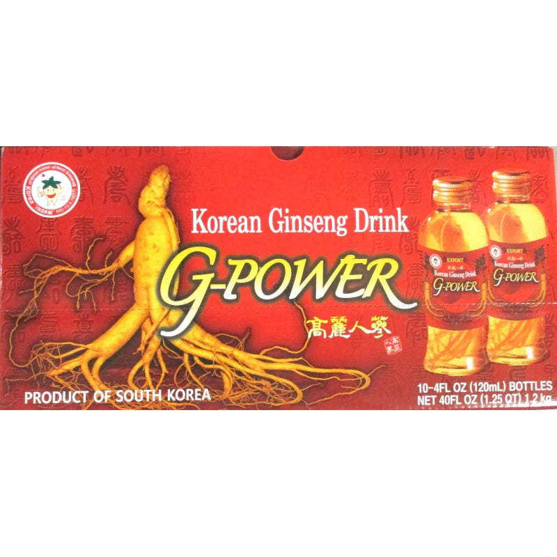 G POWER LOT OF 1,2, 4, 10 BOTTLE--KOREAN GINSENG DRINK WITH ROOT 120ML(4FL.OZ) - 2 BOTTLE