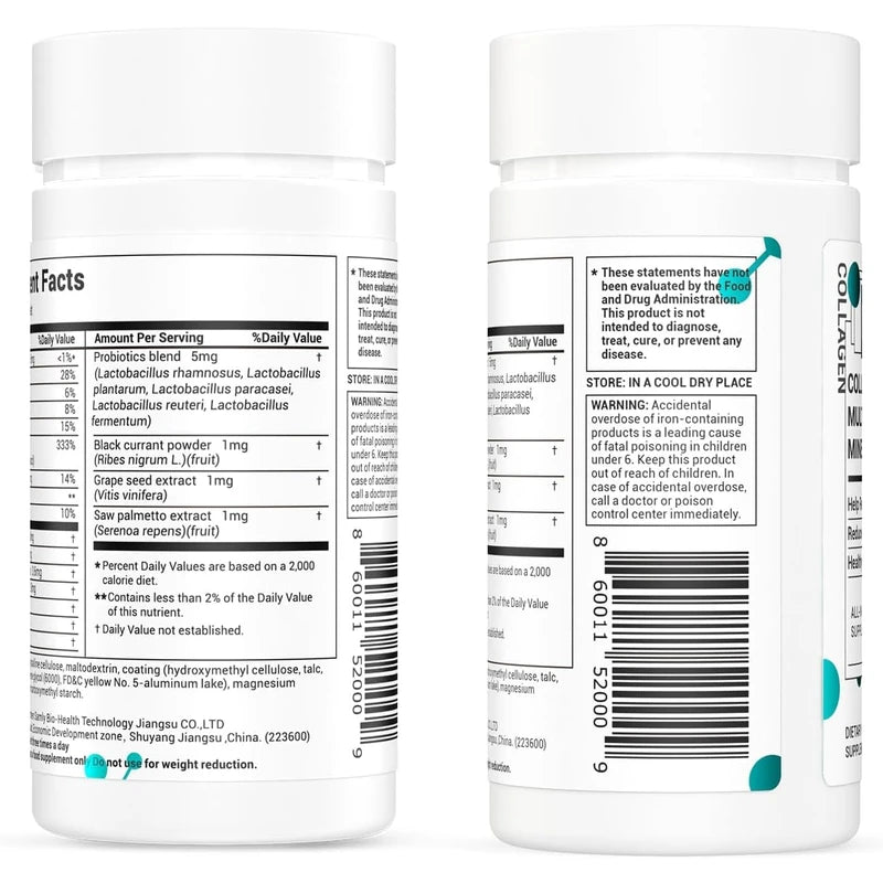 Collagen Peptides for Women, Beauty Vitamin & Mineral Supplement,Contains Vitamin D3, Probiotics for Women & Collagen Peptides,Vitamin E,Vitamin B Complex 60 Tablets