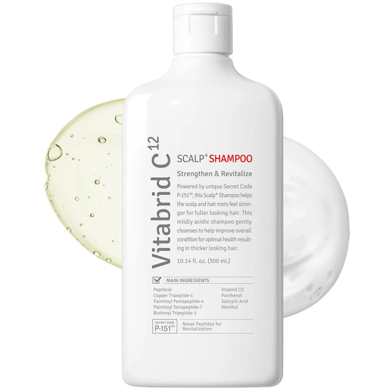 Scalp+ Shampoo for DHT Blocker, Hair Loss Relief - Moisture Anti-Aging Thickening Volumizing Fortifying & Repairing Hair Strength Fuller Hair with Vitamin C, Peptides, Biotin, 10.14 fl.oz.