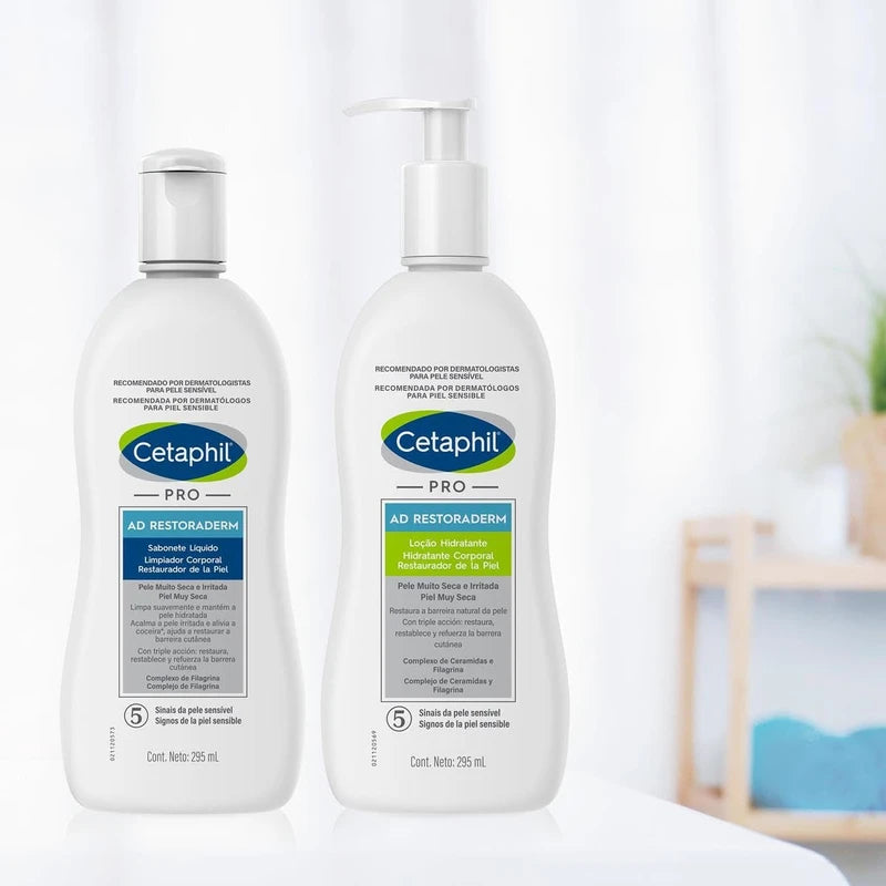 CETAPHIL PRO AD Restoraderm Hidrtante 1 pz 295 ml Restaura, Restablece y Refuerza la Barrera Cutánea Recomendada por Dermatólogos para Piel Sensible
