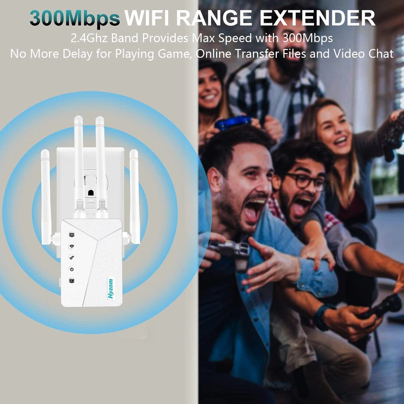 Hyzom WiFi Extender Signal Booster, 8000 Sq.ft Long Range Repeater Wireless Amplifier, 60% Faster | Broader Than Ever, Support More Network Devices for Home, Easy Setup