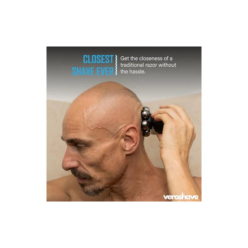 VEROSHAVE Veroshave 7-Blade Bald Head Shaver for Men - Cordless Hair Shaver for Men Bald, Rechargeable Head Trimmer for Men Bald Head, Mess-Free & Full-Shave Travel-Friendly Grooming Kit with Curved Blades