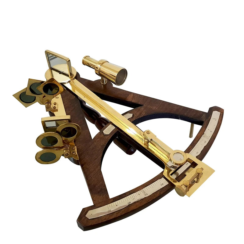 Vintage Wooden Marine Octant Reflecting Instrument Measuring Reflecting Quadrant Ship Sailor Navigation Tool Marine Sextant