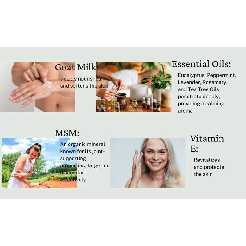 Grace Harbor MSM Cream Extra Strength - Nourishing Skin, Muscle, and Joint Therapy – Goat Milk, Essential Oils, Vitamin E – Non-Greasy Whole Body Rub – Made with Prayer in USA - 4 Ounce