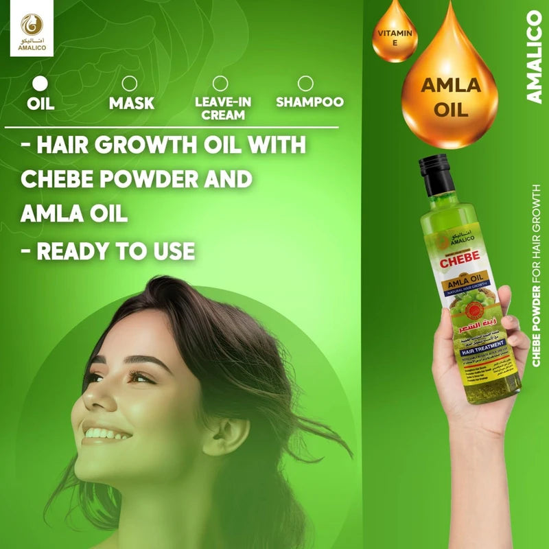 AMALICO Amla Oil for Hair Growth With Chebe Oil for Hair Growth 4.4 FL.OZ | African Chebe Powder for Growth Amla Hair Oil