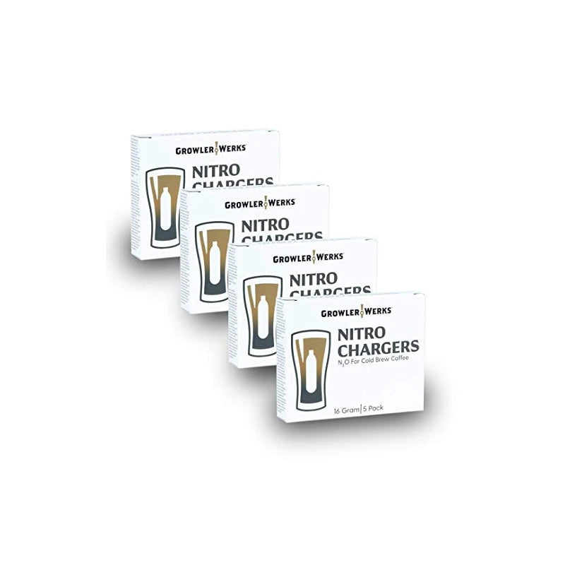 GrowlerWerks Nitro N2O Chargers, 20-Pack, silver