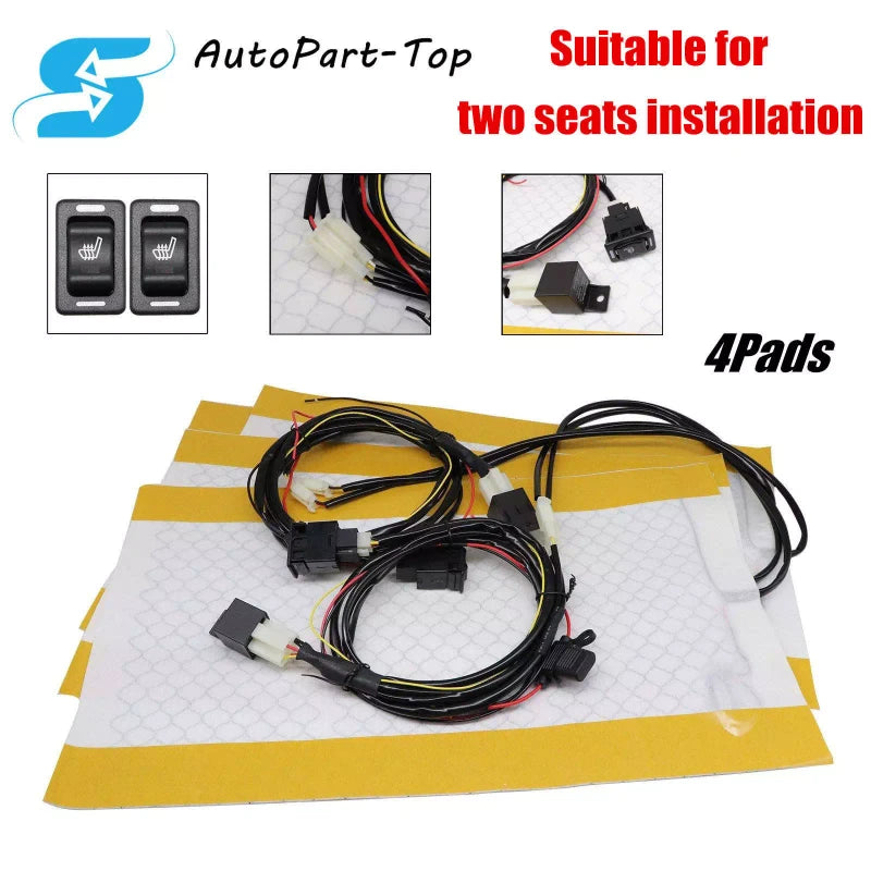 Soillar Seats Carbon Fiber Heated Seat Heater Pad Kit Car Cushion Switch 12V Universal.