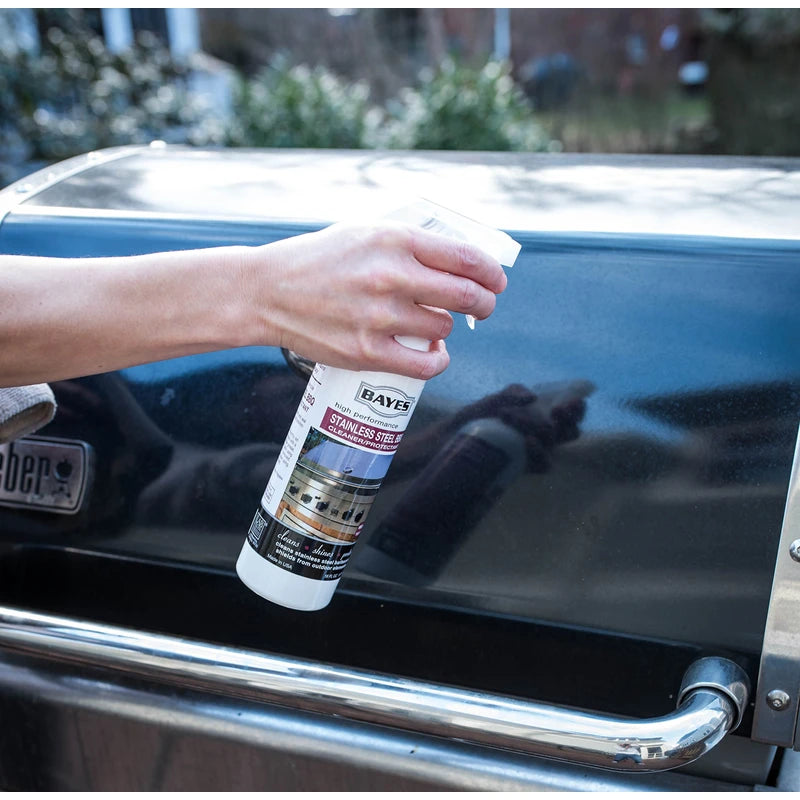 Bayes High-Performance Stainless Steel BBQ Cleaner, Polish, and Protectant - Cleans, Shines and Protects Exterior Stainless Steel Barbecue Surfaces, Shields from Outdoor Elements - 16 oz