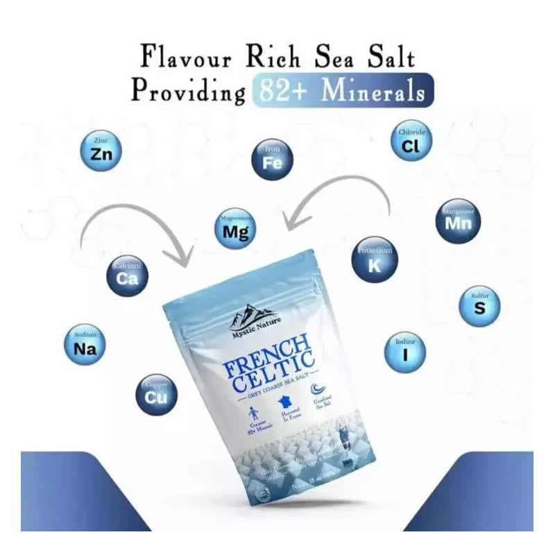Mystic Nature French Celtic Grey Coarse Sea Salt - 1.1Lb - 18Oz| Rich in 82+Essential Minerals