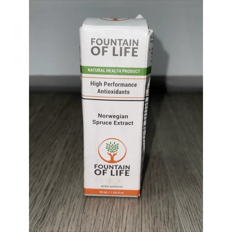 Fountain Of Life Antioxidant Spruce Extract 1 Fl Oz Sealed Damaged Box