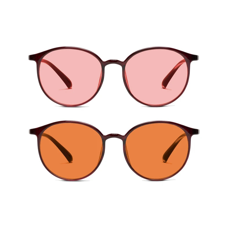 BRADDELL Indoor FL-41 Rose & Outdoor FL-60 Brown Tinted Migraine Light Sensitivity Glasses for Fluorescent LED Glare, Photophobia and Computer Usage