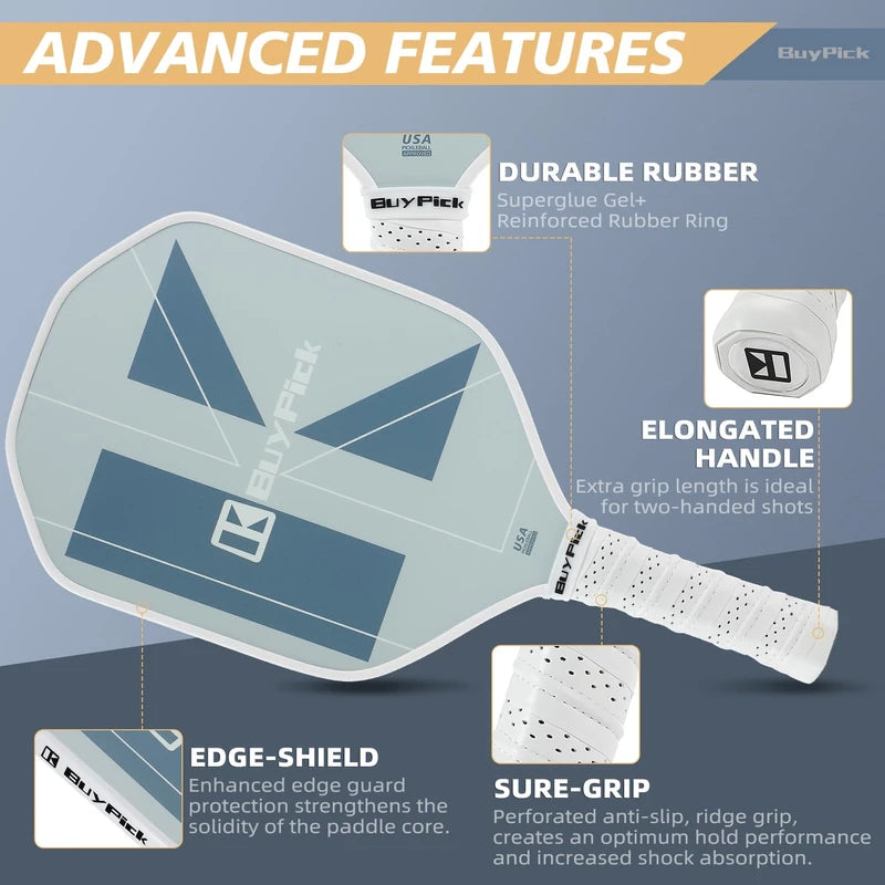 BuyPick Pickleball Paddle,USAPA Approved Light Pickleball Paddles with Reinforced Carbon Fiber Surface,16mm Thickened Pickleball Racket with Anti-Slip Sweat-Absorbing Grip& Racket Cover, Gift for Men