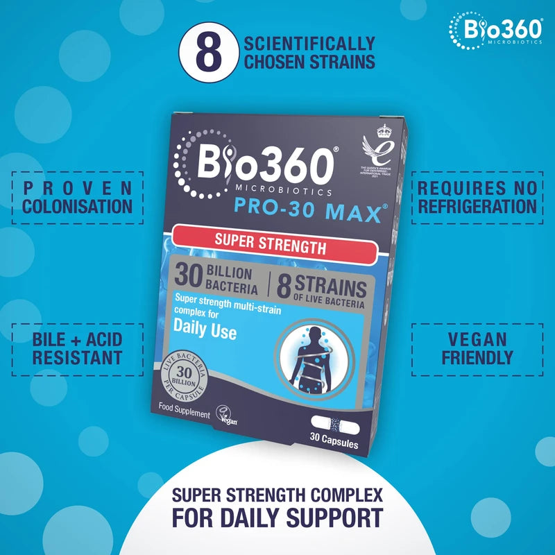 Bio360 Pro-30 MAX (30 Billion Bacteria)|from Natures Aid | 30 Capsules