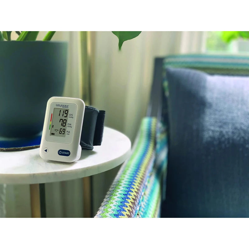 A&D Medical LifeSource ESSENTIAL Wrist Blood Pressure Monitor with AFib Indicator (13.5-21.5 cm/5.3-8.5" Range Cuff) One Click Operation with Easy To Read Precise Illuminated Readings