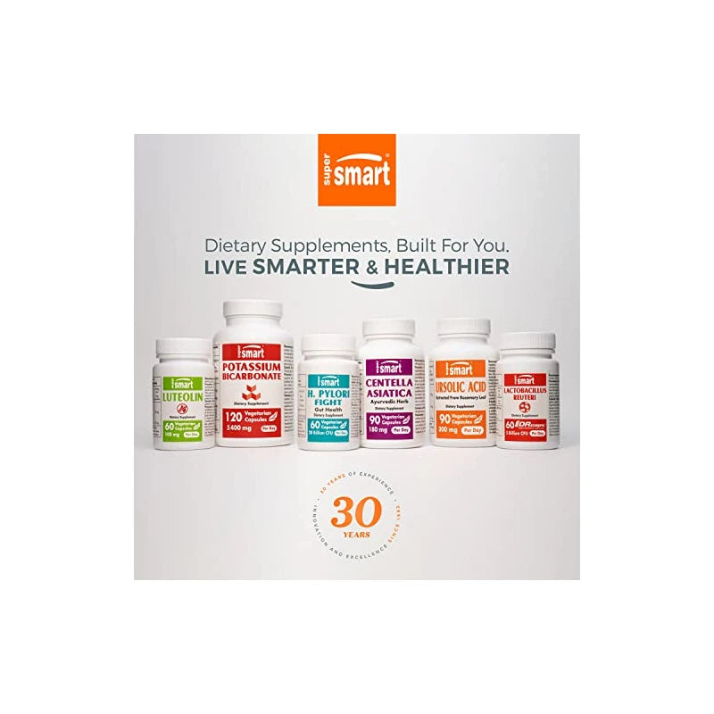 Supersmart Supersmart - BHT 300 mg Per Day - Butylated Hydroxytoluene - Powerful Antioxidant & Immune Support - Anti Aging Supplement | Non-GMO & Gluten Free - 90 Vegetarian Capsules