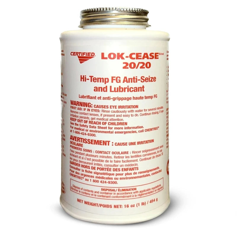 Certified Labs Lok Cease 20/20 Hi Temp Food Grade Anti Seize and Lubricant (16 Oz Bottle X1), White