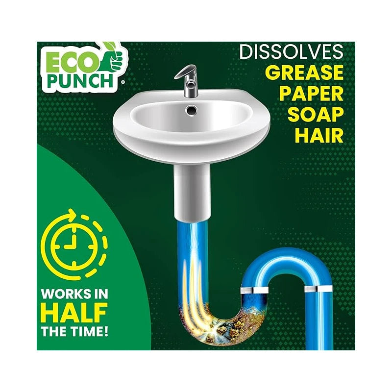 ECO PUNCH Professional Strength Drain Clog Dissolver | Heavyweight Formula (32oz)