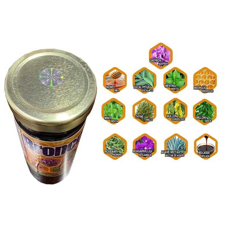 BRONCOSOL PLUS - honey with Zaffron, Eucalyptus, Mint and more Extracts, 12oz