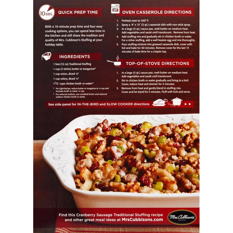 Mrs. Cubbison's Stuffing Mix, Traditional, 12 oz