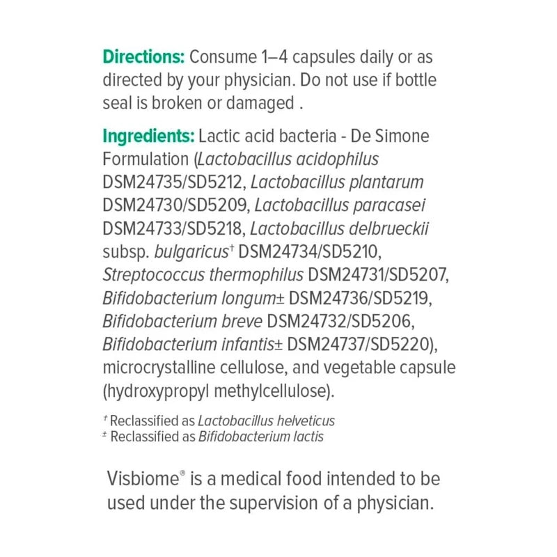 Visbiome GI CARE High Potency Probiotic- 112.5 BILLION 60 Capsules EXP:04/2026