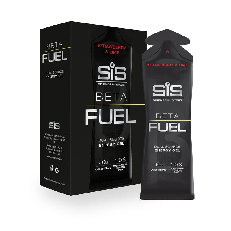 Science in Sport Beta Fuel Gels Dual Source Energy Gel, Strawberry and Lime Flavour, 40g of Carbs Per Pack, 60 ml Pack (6 Pack)