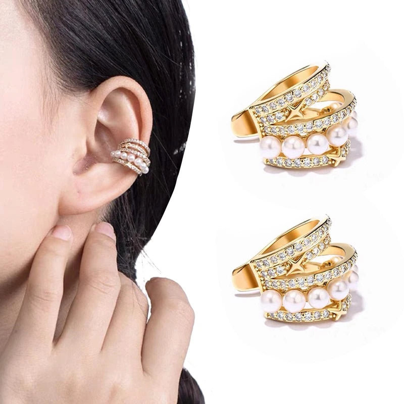 Astennu Lymphvity Auriculotherapy White Onyx Ear Cuff Slimio Auricular Rowline Earrings Earacupressure White Onyxes Detoxiear Cuffs Lymphatic Drainage Earrings Non Pierced Clip on Ear Cuffs