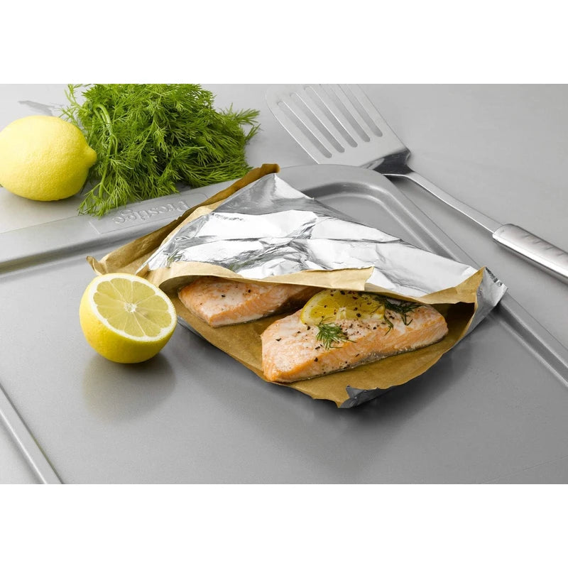 Foil and Parchment Paper 2 in 1 Easy to Shape 5m x 30cm | Durable and Tear Resistant | Non-Stick Coating - Pack of 3 Rolls