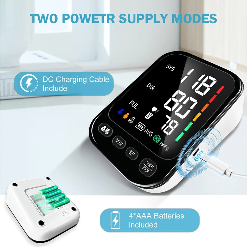 Arm Blood Pressure Monitor for Home Use, Automatic Upper Arm Blood Pressure Machine, 2x199 Memory with Large Cuff 4.5in Backlit Adjustable Large Font Screen, 8.6-16.57in/22-42cm Cuff