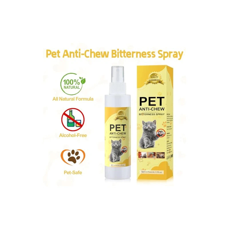 Cat Deterrent Spray Indoor 175ML, Cat Repellent Indoor for Cat and Kitten, No Scratch Spray for Cats, Anti-Scratch Cat Training Spray for Furniture, Curtain, Floor & Plant, Indoor & Outdoor Use
