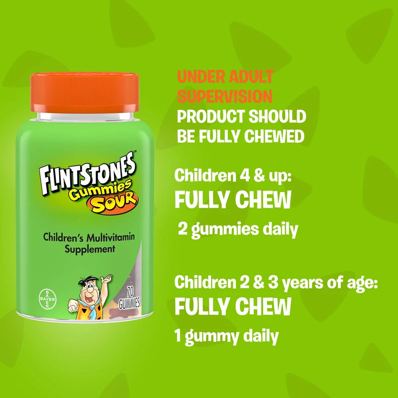 Flintstones -Sour Gummies - 180 Count- 3 pack