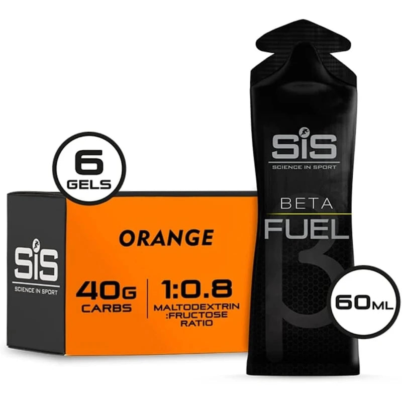 Science in Sport Beta Fuel Gel | Easily Digestible & Quick Carbohydrates, Dual Source Energy Gel | 40g Carbs for Energy | Vegan, Gluten Free, Dairy Free, Nut Free | 60mL, Pack of 6 (Orange)
