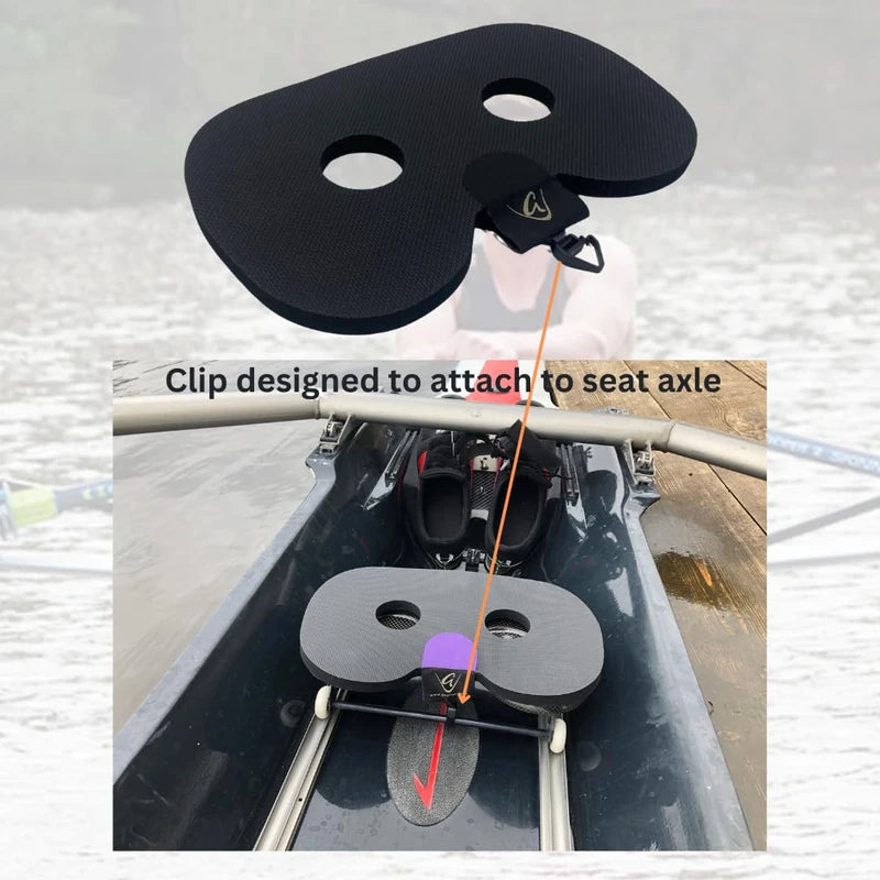 Godfrey Original Rowing Seat Pad, anti slip comfortable seat pad for in-boat and rowing machine, optional Clip for in-boat, perfect for Concept2, Peloton, Hydrow and Water Rowers (Mens with Clip)