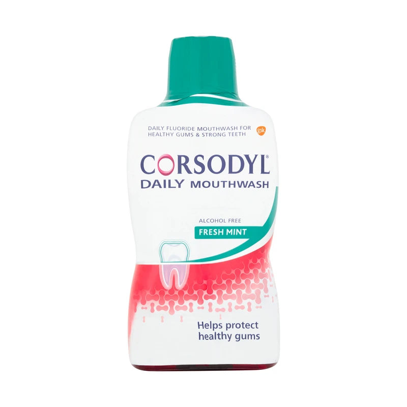 Corsodyl Daily Mouthwash Gum Care Alcohol Free Fresh Mint, 500ml | x3 Pack