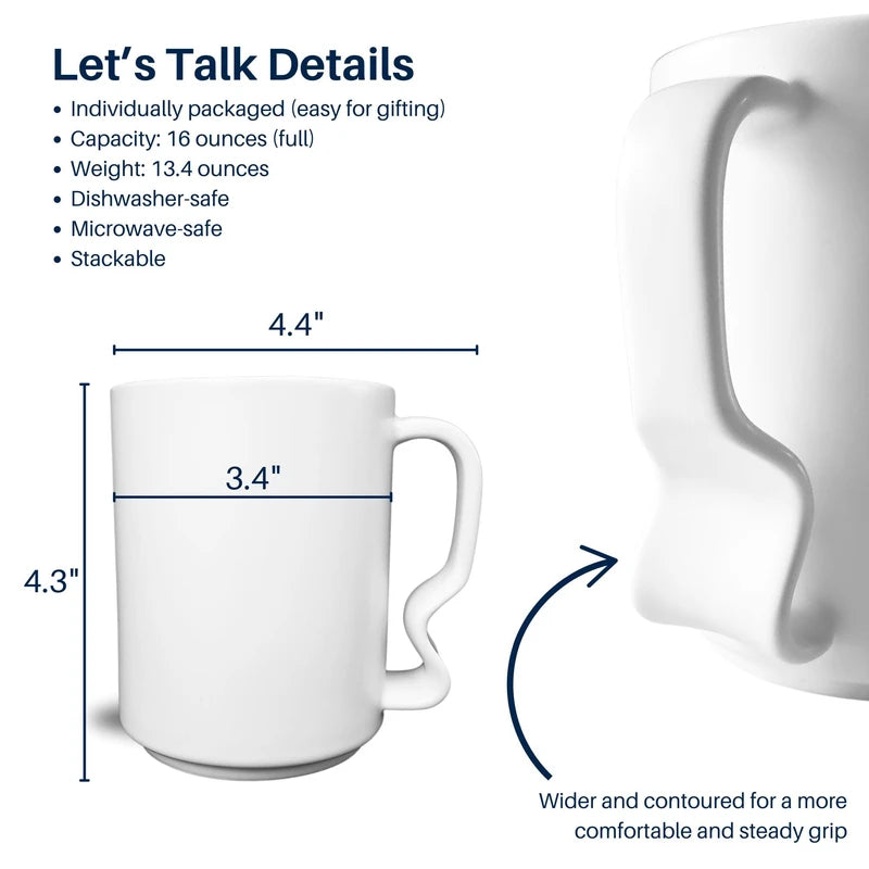 Ergonomic Coffee Mug, No-Slip Grip, More Comfortable than Traditional Mugs (Sea Foam, 1)