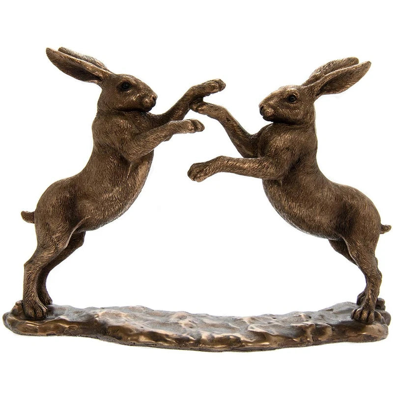 Reflections by The Leonardo Collection Reflections Bronzed Boxing Hares, Resin, H15cm