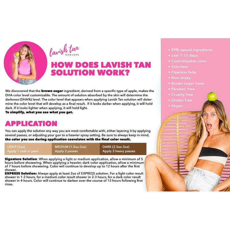 Best Organic Sunless Airbrush Spray Tan Solution - Bronzed, Sun-kissed Customized Medium, Light, or Dark Natural Color - Voted #1 in U.S.A. - 32oz